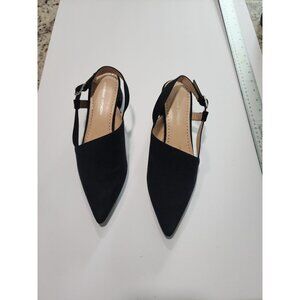 Adrienne Vittadini Black Suede Pointed Toe Slingback Heels Size 9